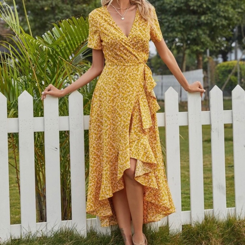Floral print wrap dress
